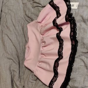 Pink skirt w/ black lace frill